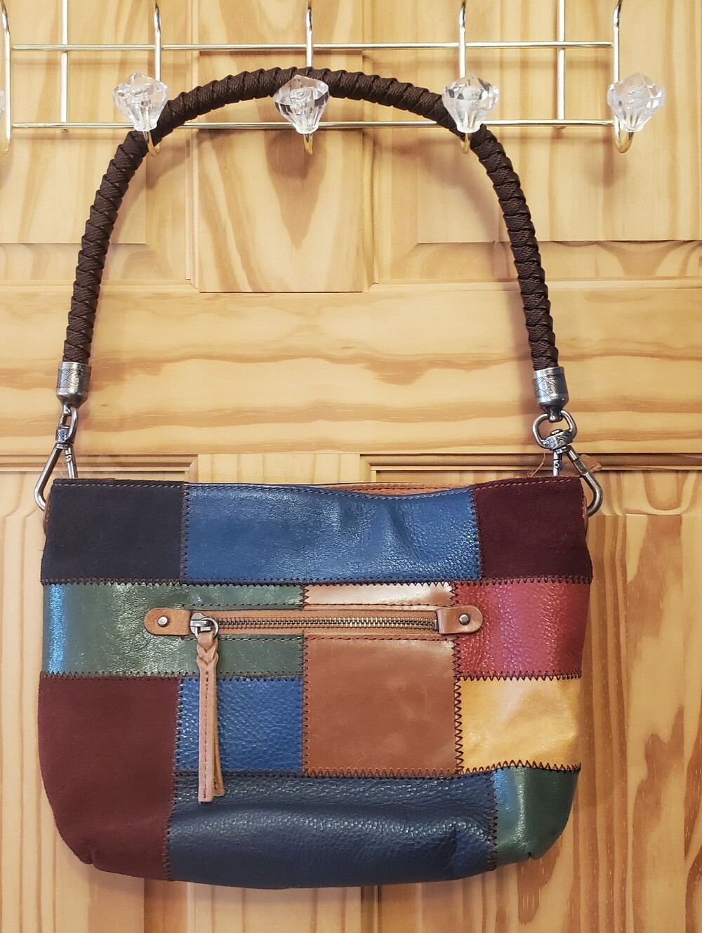 The Sak Leather Boho Patchwork Hobo Shoulder Bag Purse